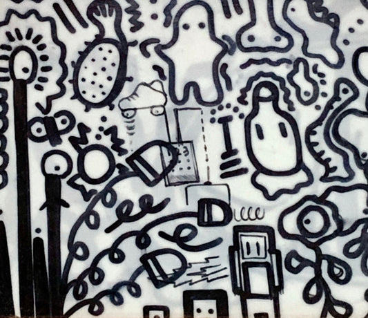 No. 001 | Abstract Doodle (Framed, Black Ink)