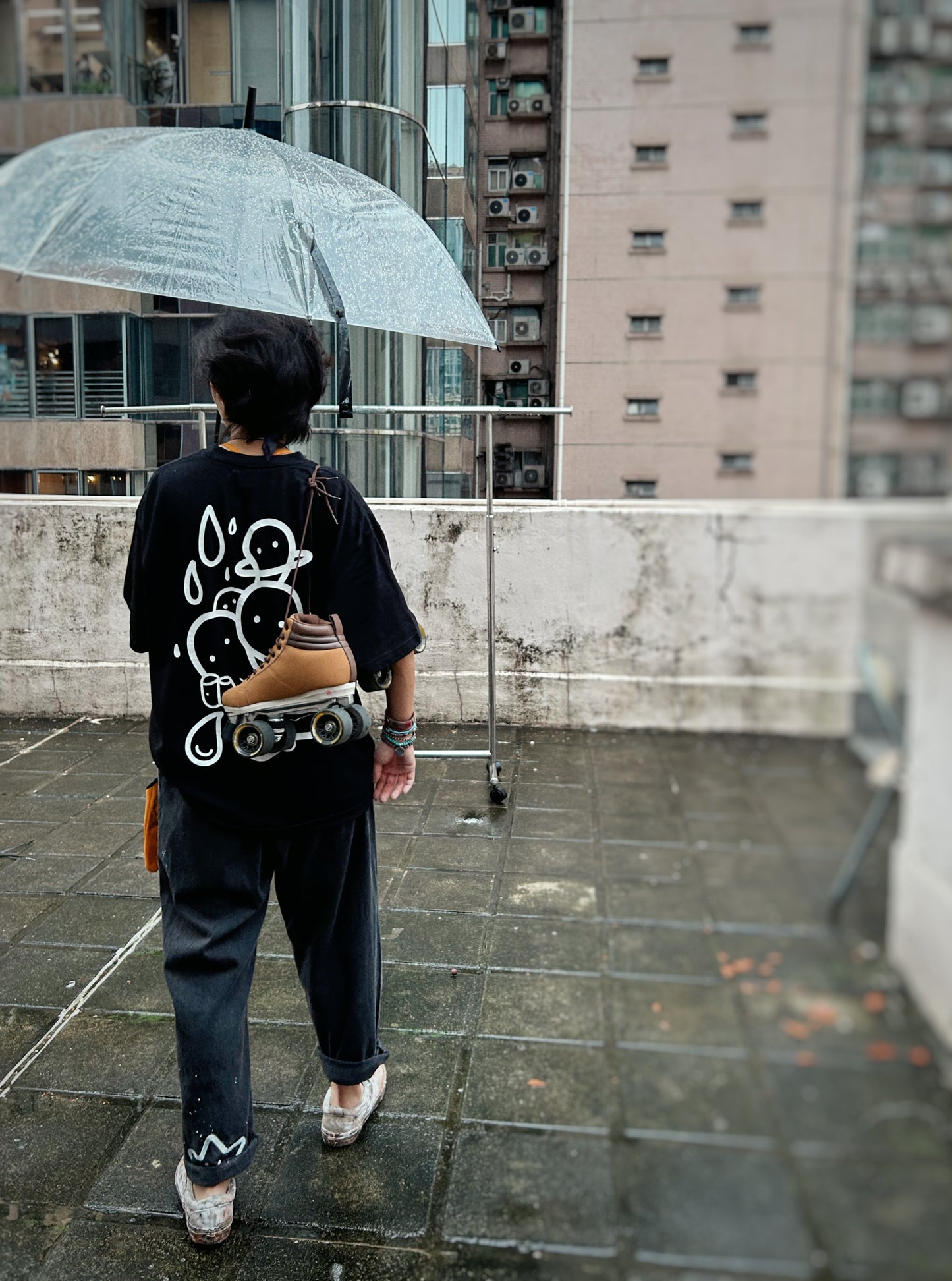COSMIC ALLEY | Loose Black Jeans with Star Doodles