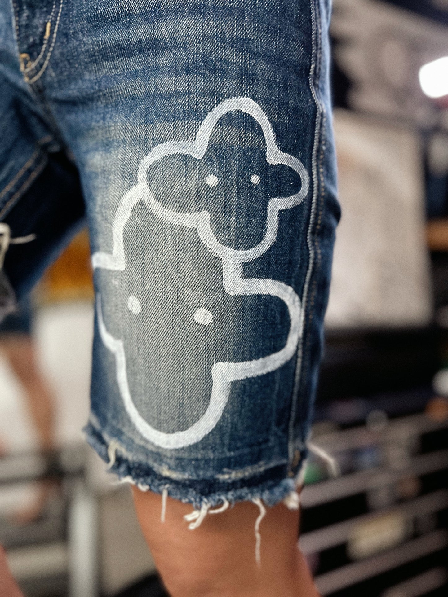 POCKET ESCAPE | Vintage Denim Shorts with Doodle Lines