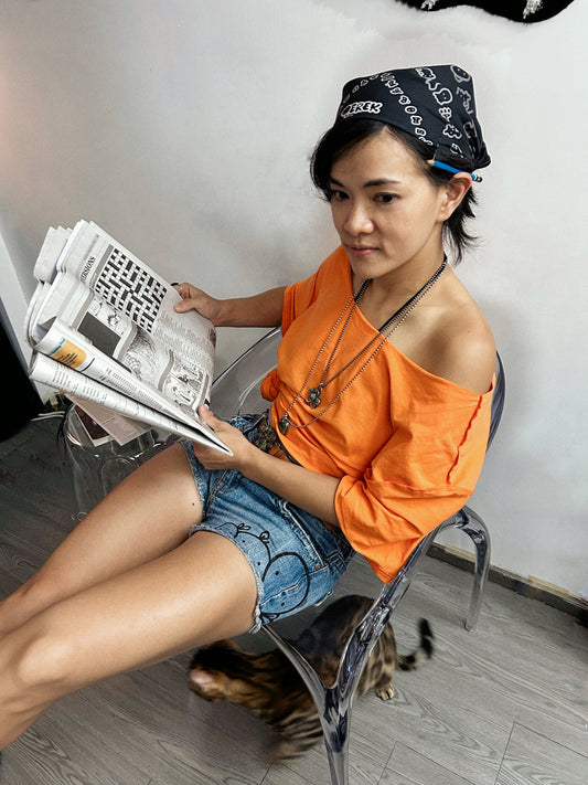 IT SAYS NOTHING | Black Bandana with Doodle Print