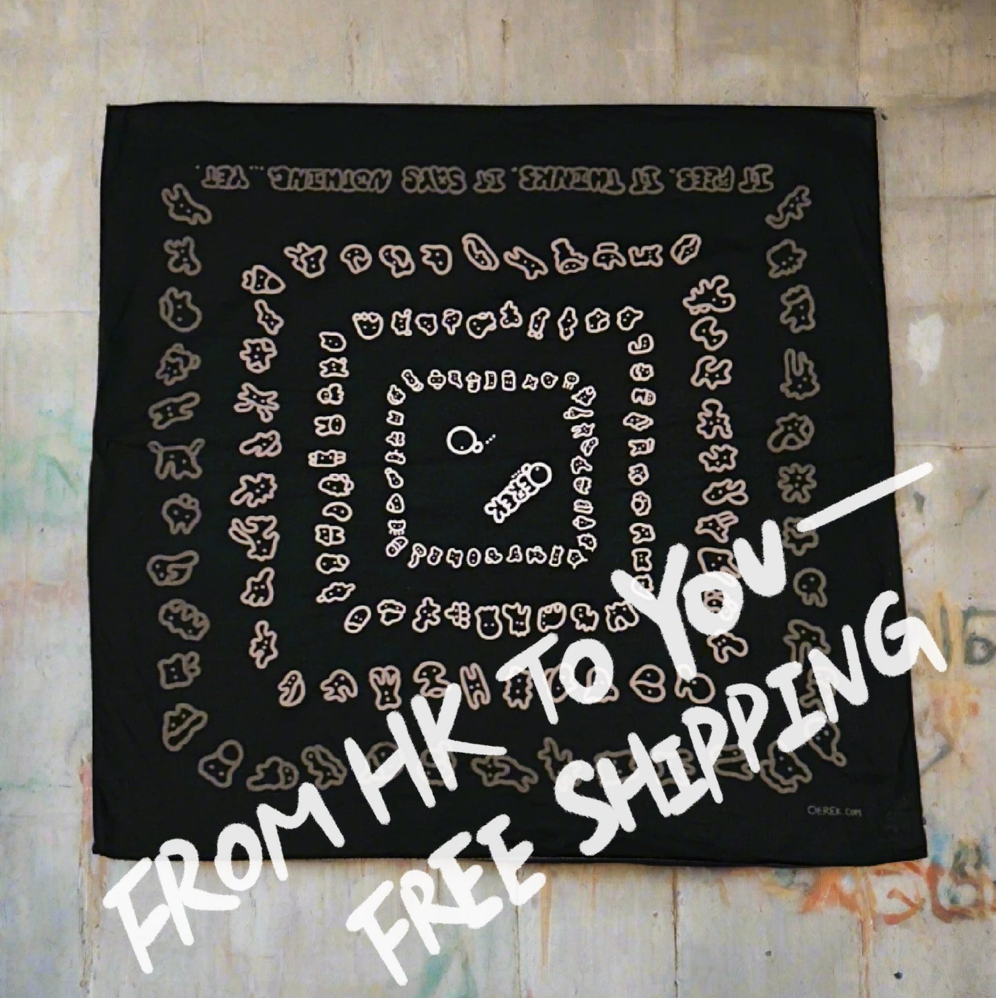 IT SAYS NOTHING | Black Bandana with Doodle Print