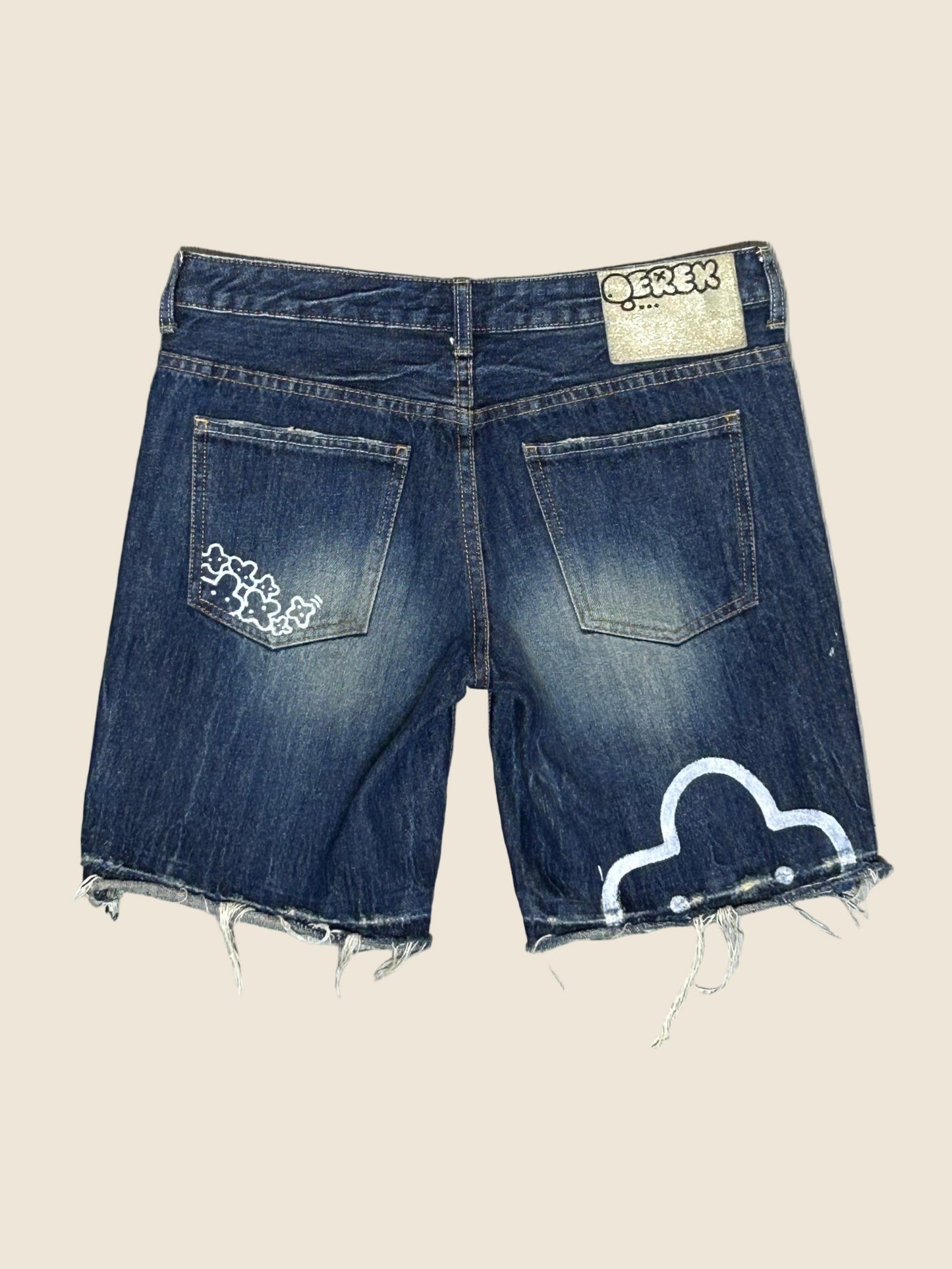 POCKET ESCAPE | Vintage Denim Shorts with Doodle Lines