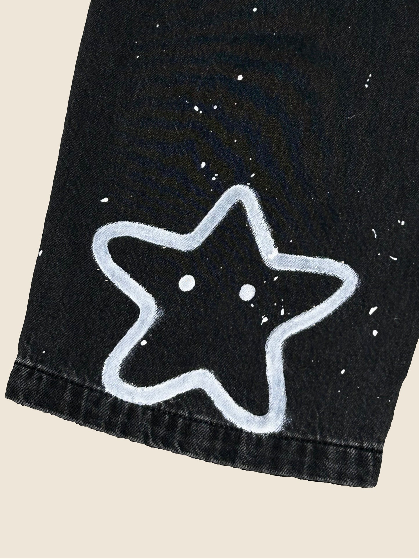 COSMIC ALLEY | Loose Black Jeans with Star Doodles