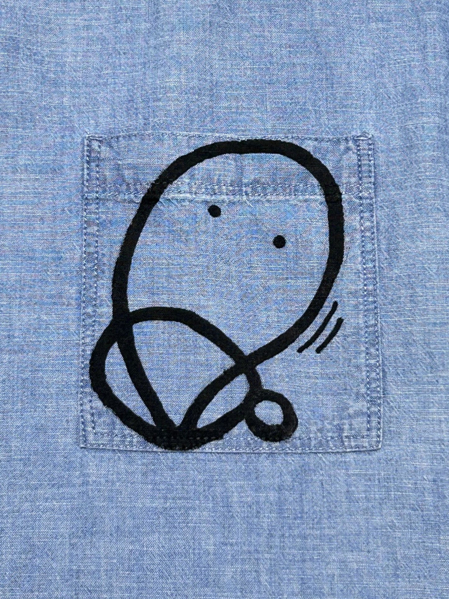 FACE FLOW | Hand-Drawn Doodle Denim Shirt