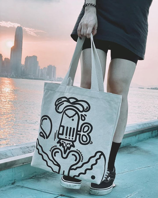 BOOM BLOOM  | Canvas Tote with Bold Bloom Doodle