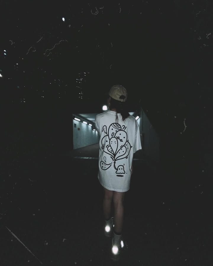 HEAD TRIP | White Cotton Tee with Balloon-Head Doodle
