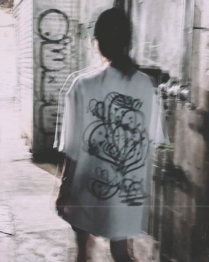 HEAD TRIP | White Cotton Tee with Balloon-Head Doodle