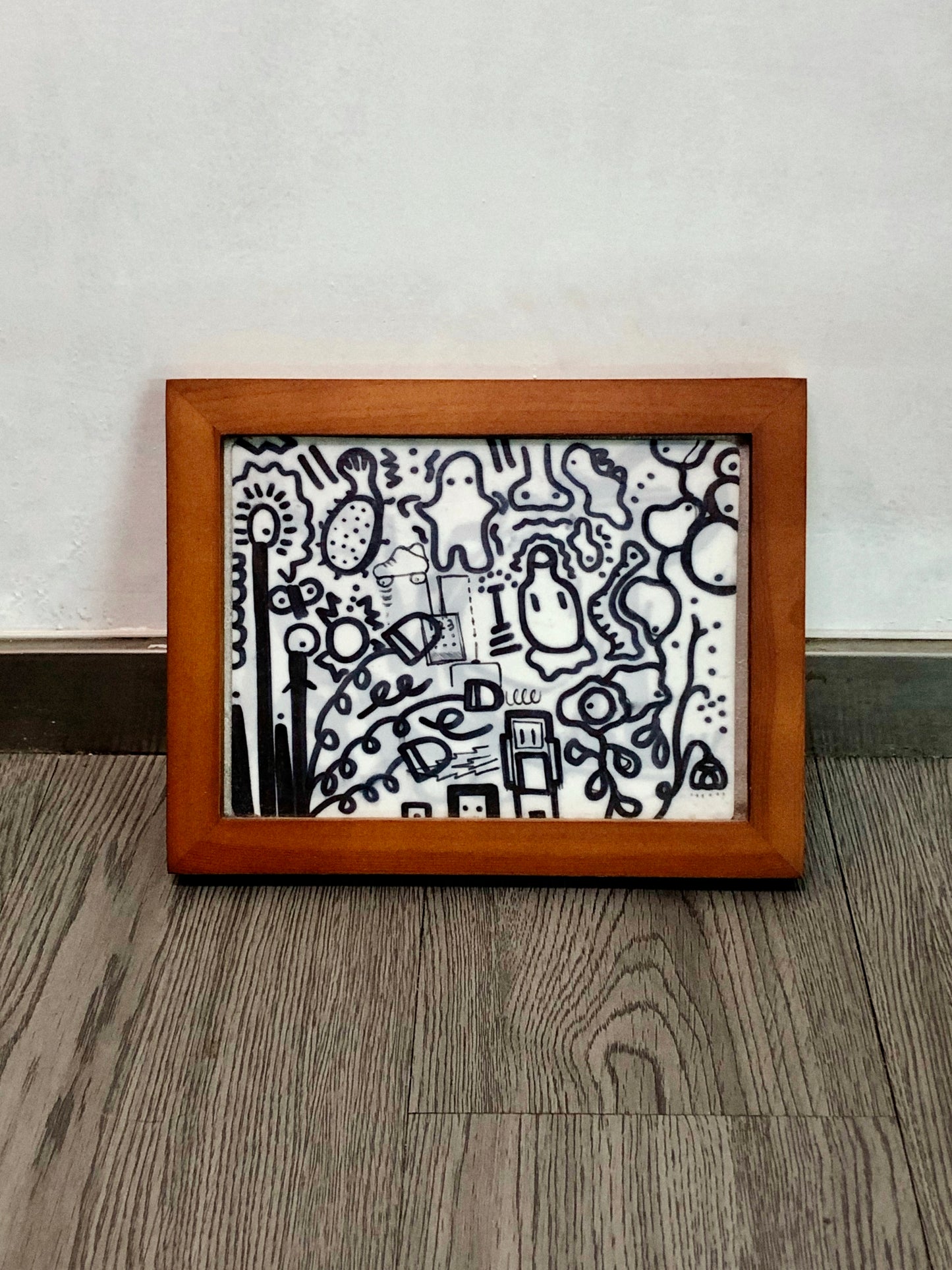 No. 001 | Abstract Doodle (Framed, Black Ink)
