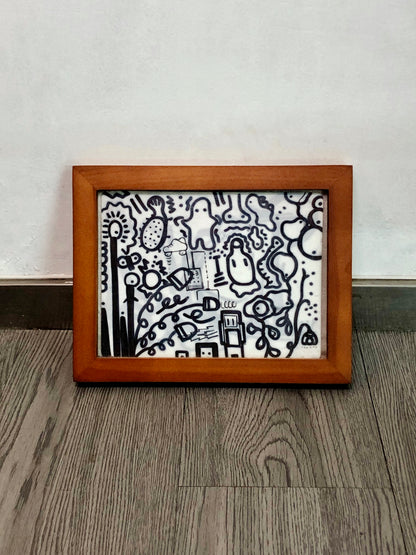 No. 001 | Abstract Doodle (Framed, Black Ink)