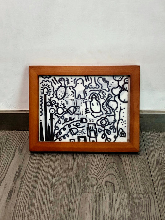 No. 001 | Abstract Doodle (Framed, Black Ink)