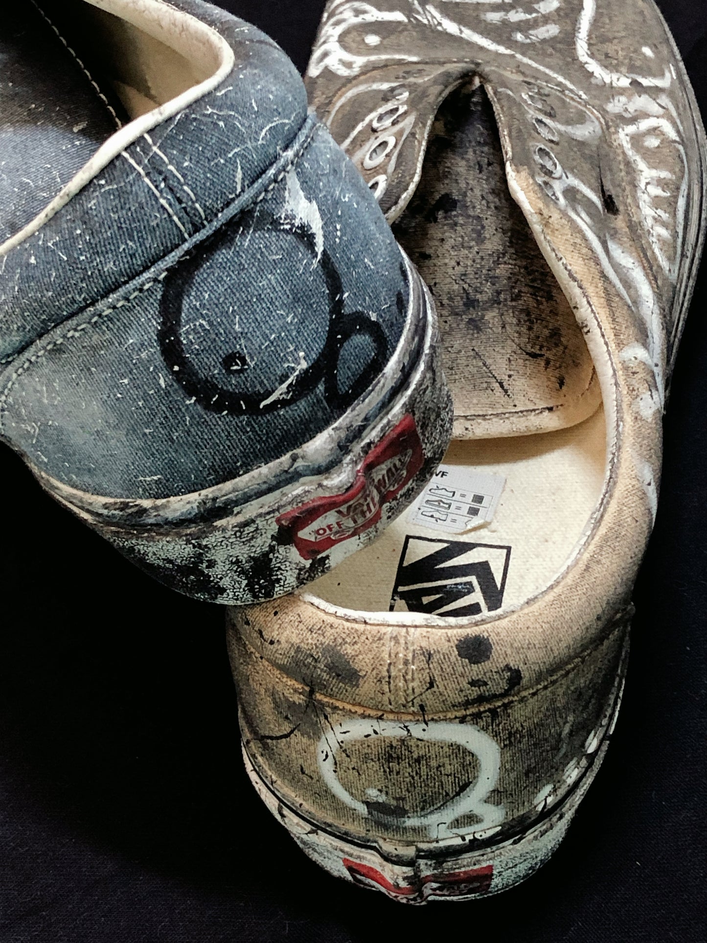 SPLIT KICKS | Hand-Doodled Vans Lace-Ups (Two-Tone Canvas)