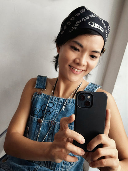 IT SAYS NOTHING | Black Bandana with Doodle Print