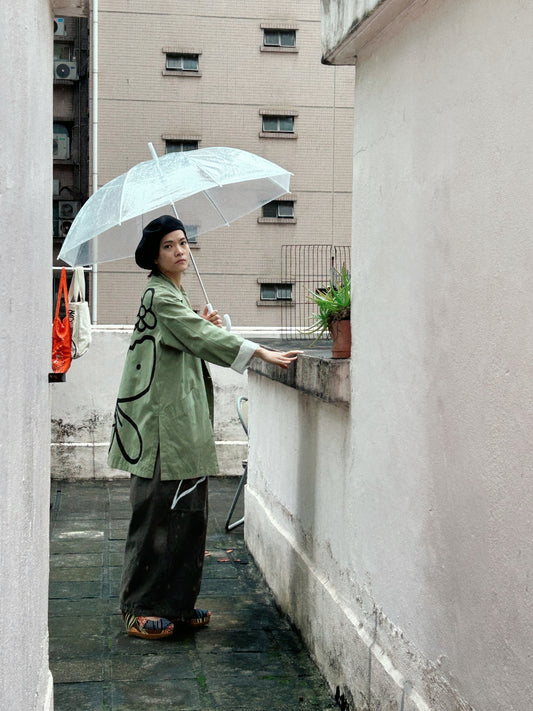 REBEL BLOOM | Green Suit Jacket with Bloom Doodle Back