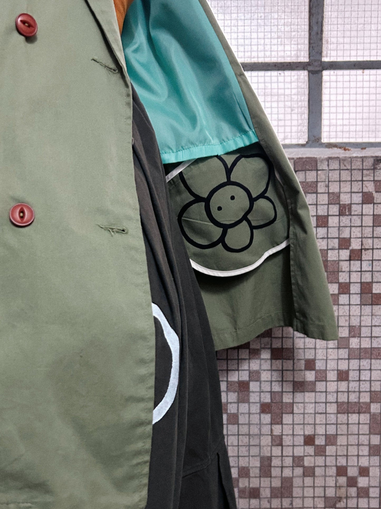 REBEL BLOOM | Green Suit Jacket with Bloom Doodle Back