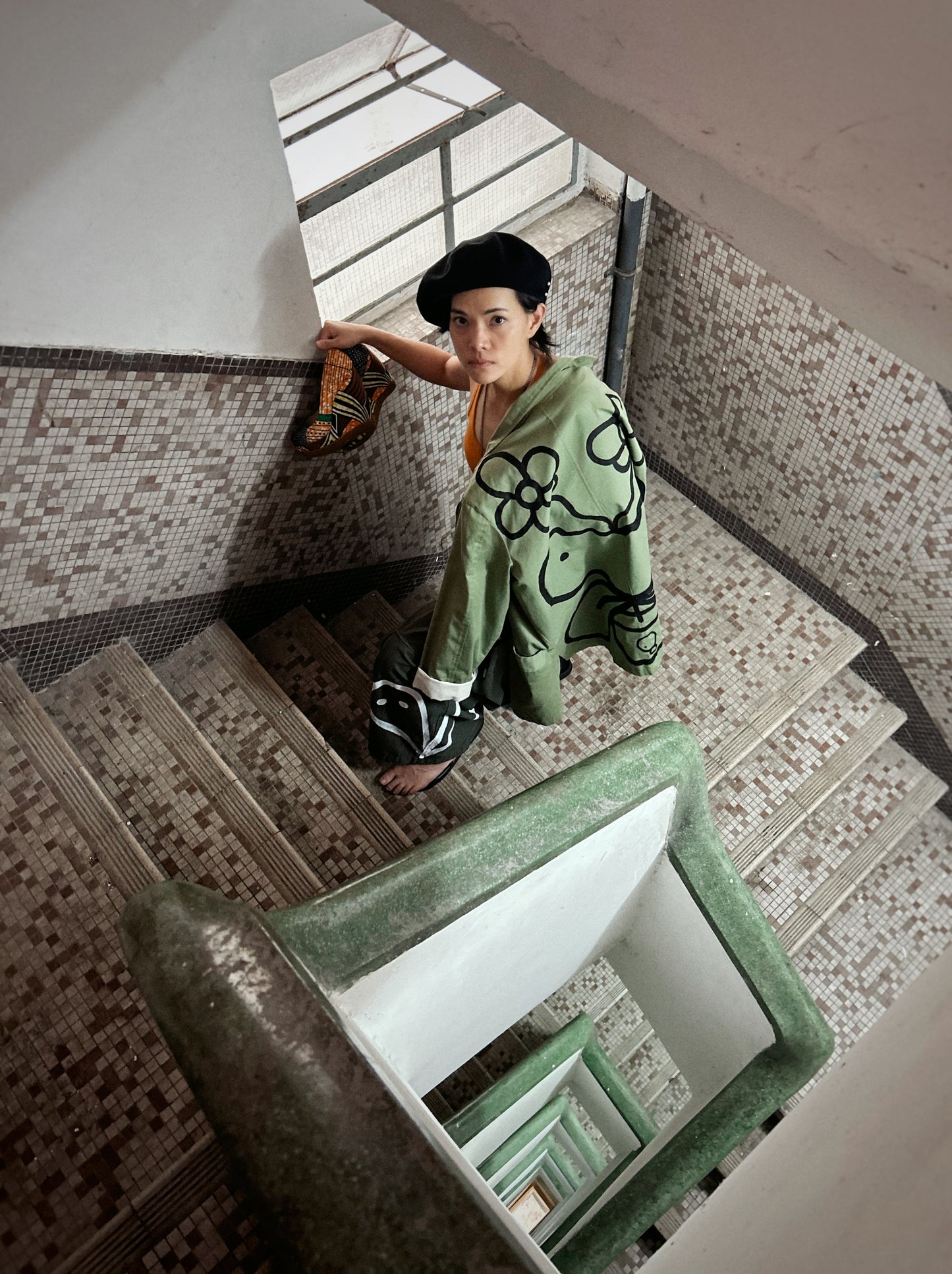 REBEL BLOOM | Green Suit Jacket with Bloom Doodle Back