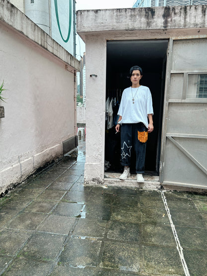 COSMIC ALLEY | Loose Black Jeans with Star Doodles