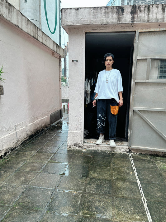 COSMIC ALLEY | Loose Black Jeans with Star Doodles