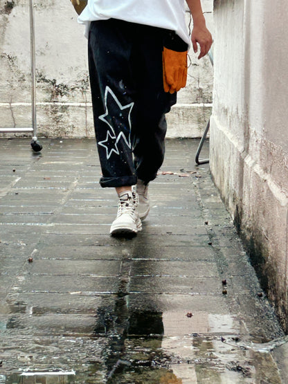COSMIC ALLEY | Loose Black Jeans with Star Doodles