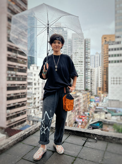 DRIP LORD | Black Cotton Tee with Raindrop Doodle Print