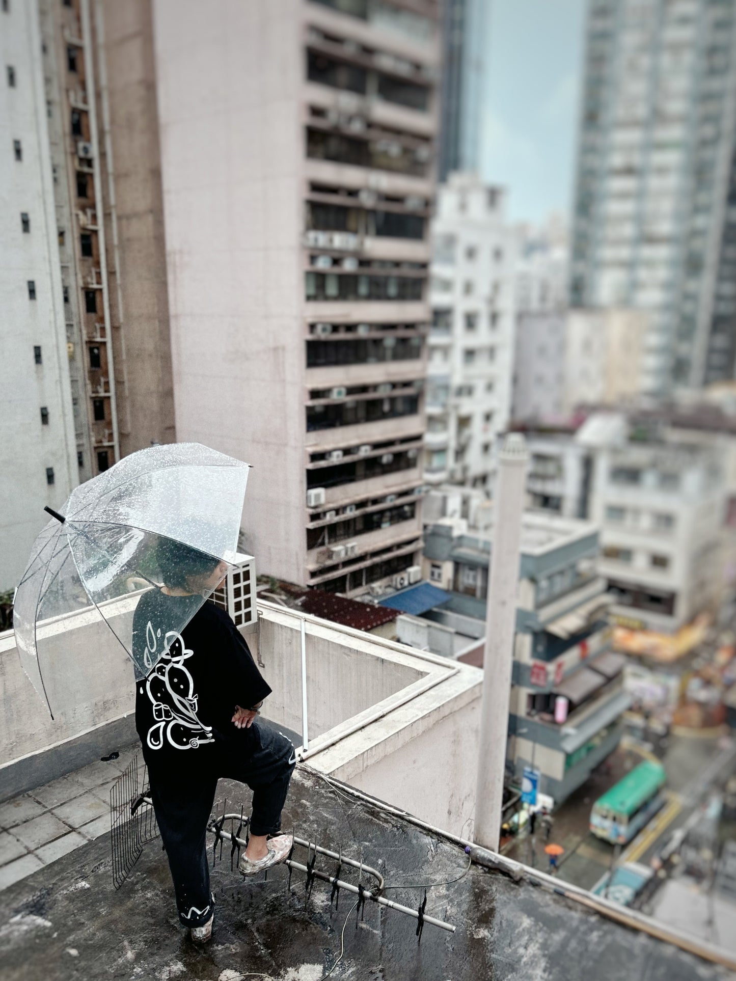 DRIP LORD | Black Cotton Tee with Raindrop Doodle Print