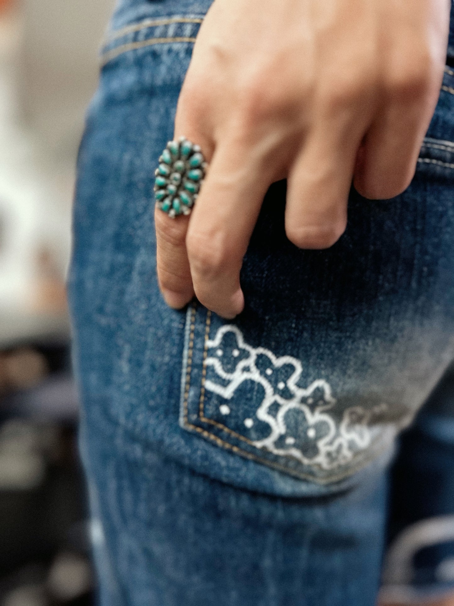 POCKET ESCAPE | Vintage Denim Shorts with Doodle Lines