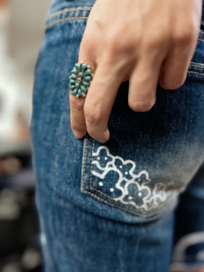 POCKET ESCAPE | Vintage Denim Shorts with Doodle Lines