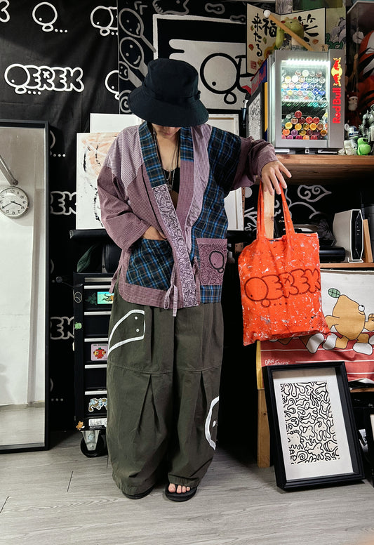 DOODLE MONK | Patchwork Kimono Jacket with Freehand Doodles