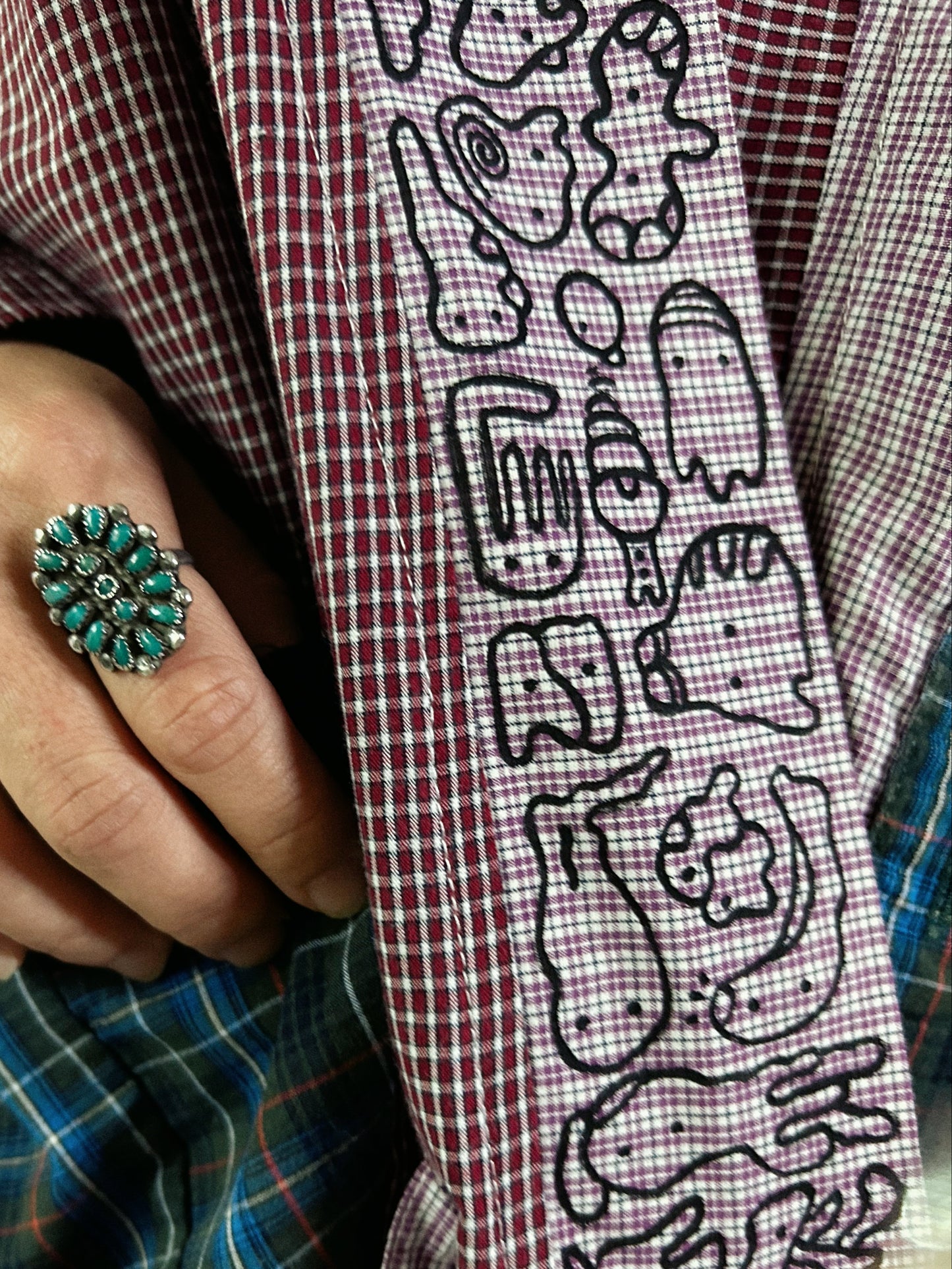 DOODLE MONK | Patchwork Kimono Jacket with Freehand Doodles