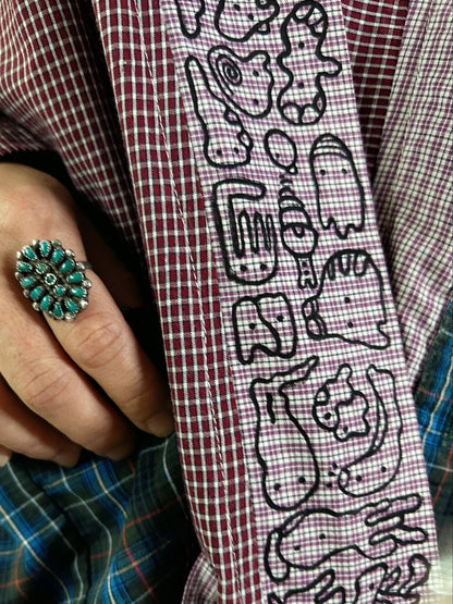 DOODLE MONK | Patchwork Kimono Jacket with Freehand Doodles