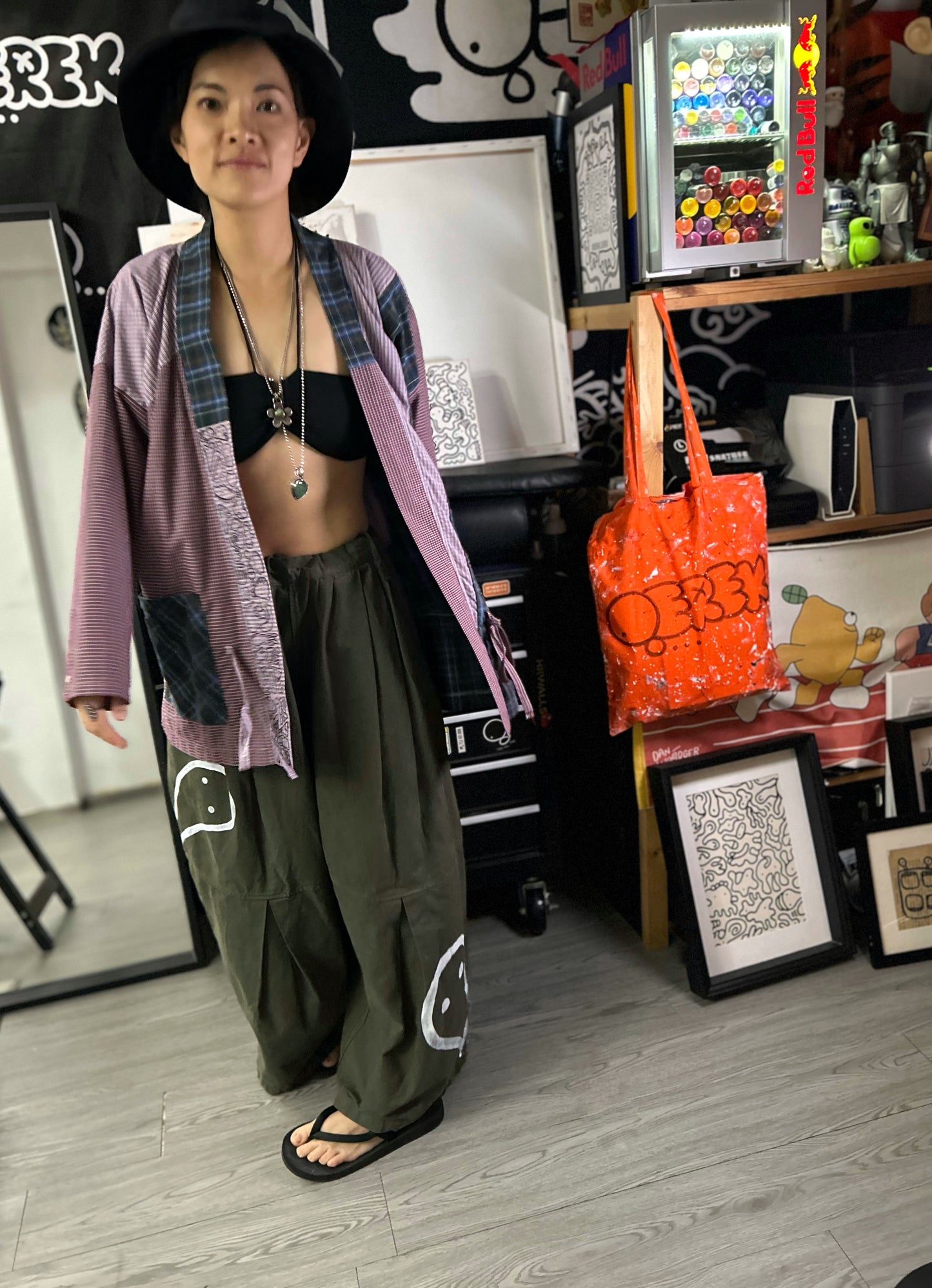 DOODLE MONK | Patchwork Kimono Jacket with Freehand Doodles