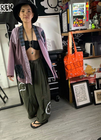 DOODLE MONK | Patchwork Kimono Jacket with Freehand Doodles