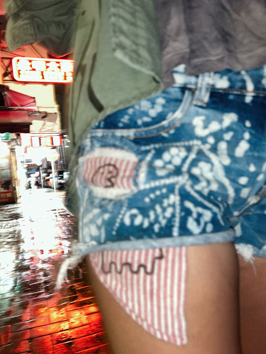 CLOUD PATCH | Bleach & Doodle Denim Shorts