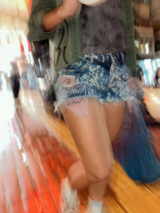 CLOUD PATCH | Bleach & Doodle Denim Shorts