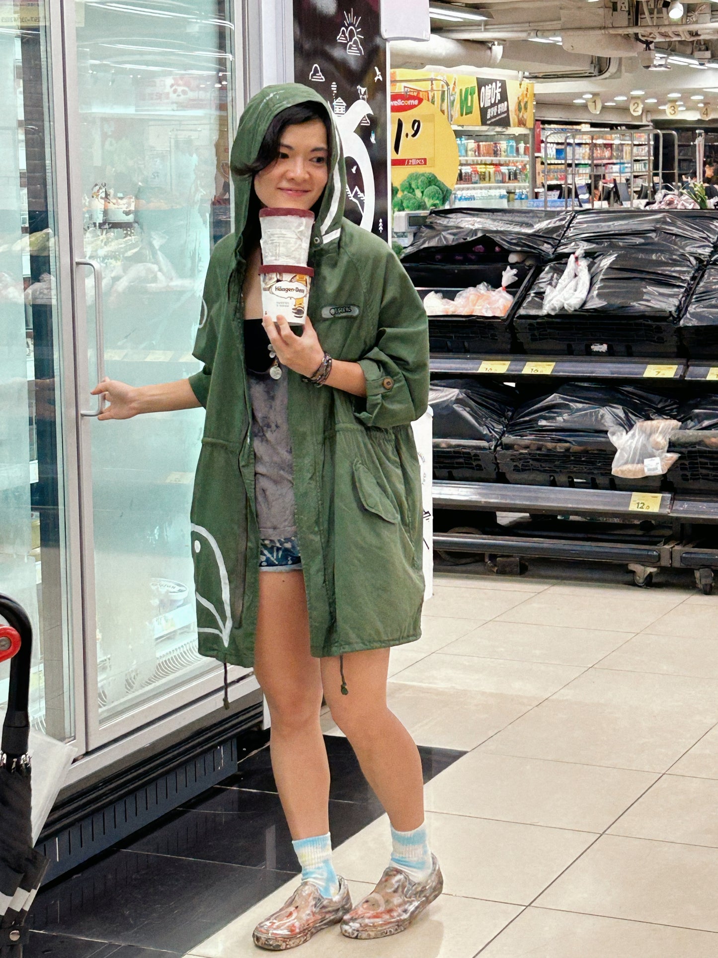 SILENT MARCH | Upcycled Army Parka with Hand-Doodle Detail