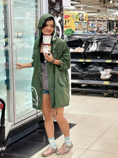 SILENT MARCH | Upcycled Army Parka with Hand-Doodle Detail