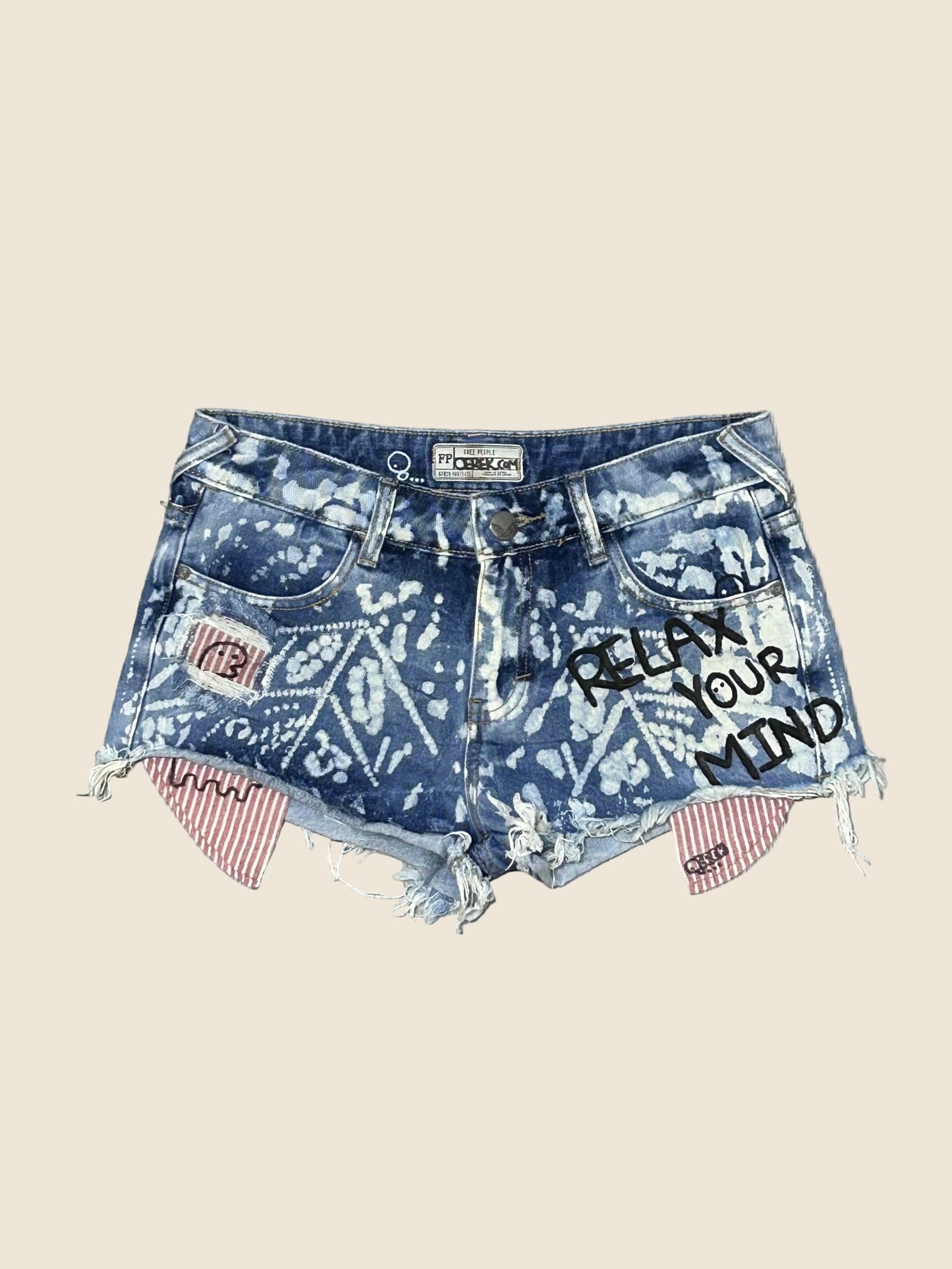 CLOUD PATCH | Bleach & Doodle Denim Shorts