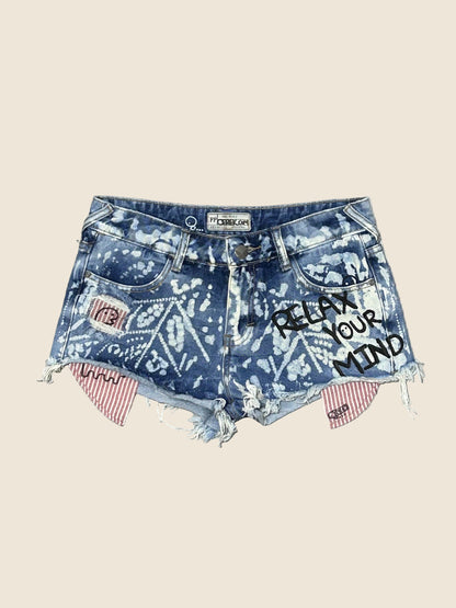 CLOUD PATCH | Bleach & Doodle Denim Shorts