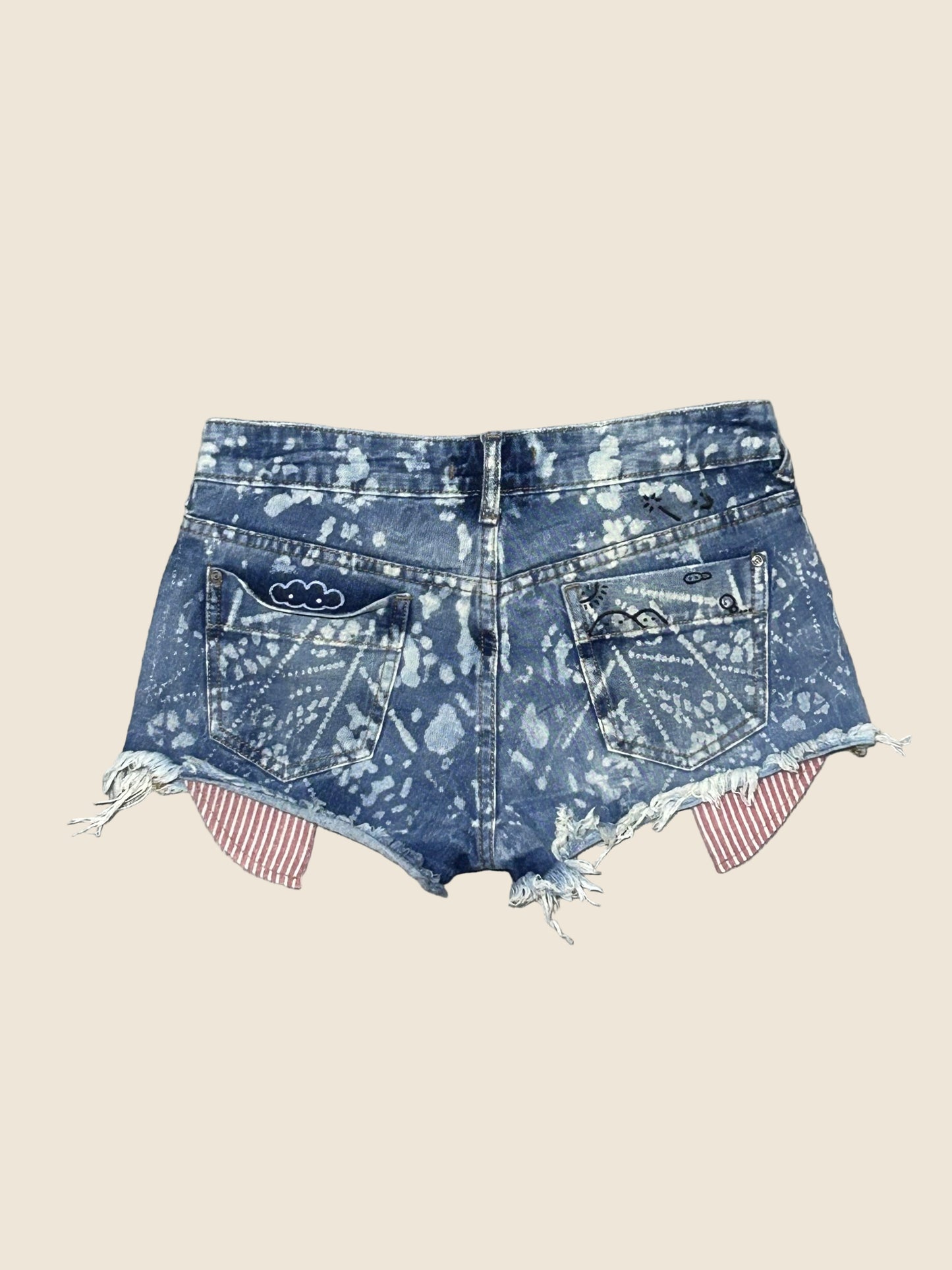 CLOUD PATCH | Bleach & Doodle Denim Shorts