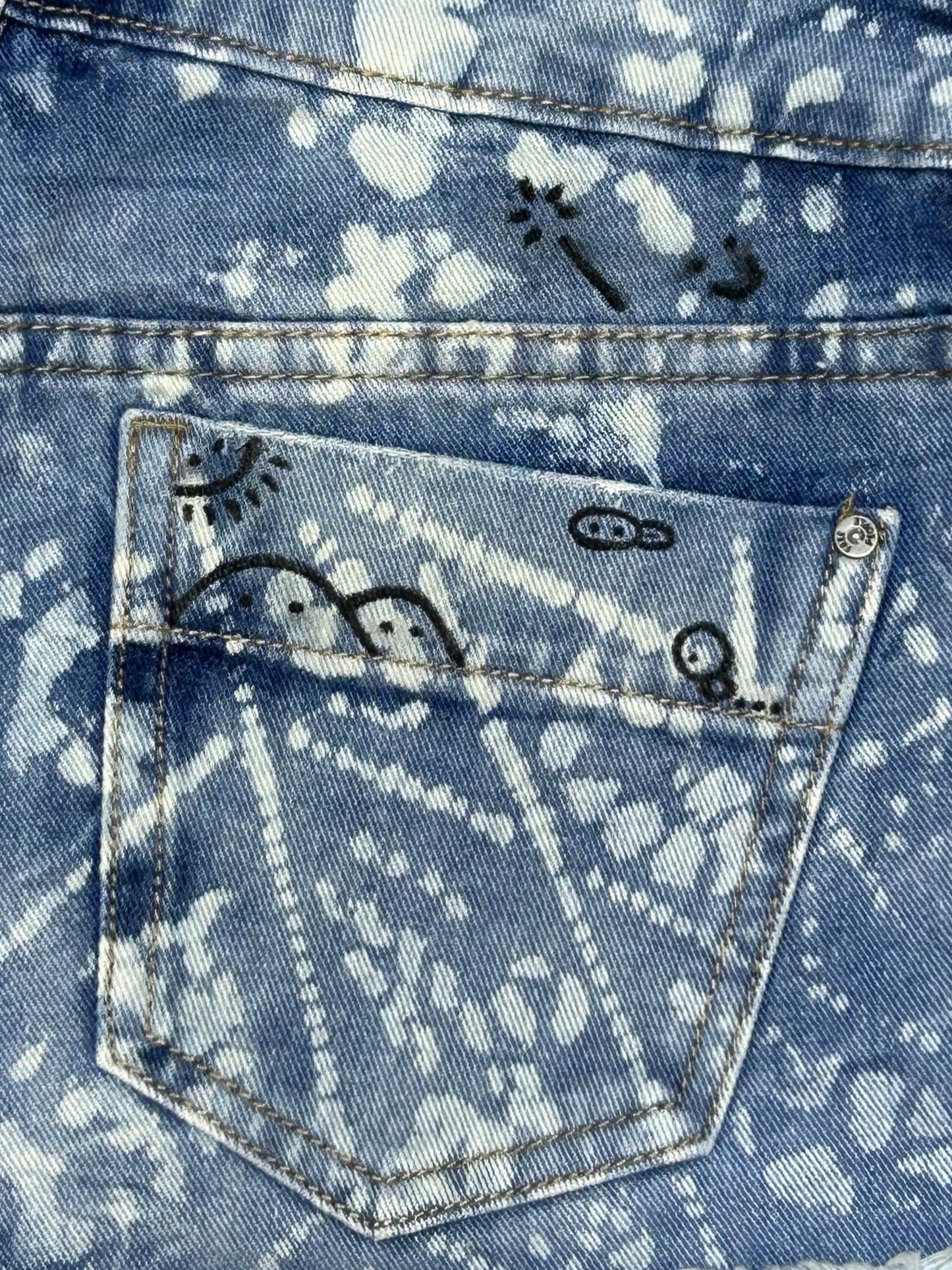 CLOUD PATCH | Bleach & Doodle Denim Shorts