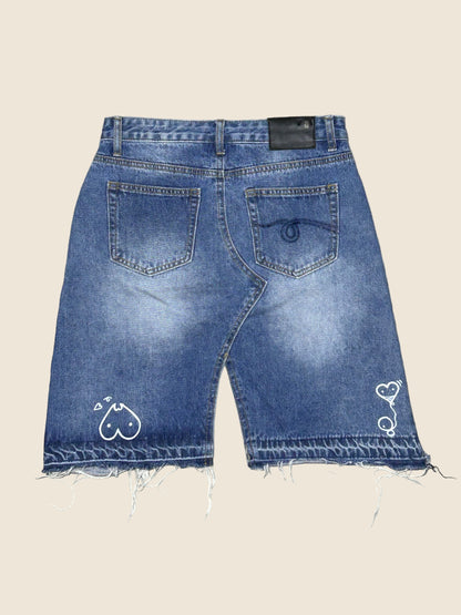 TORN LOVE | Patchwork Denim Skirt with LOVE Insert