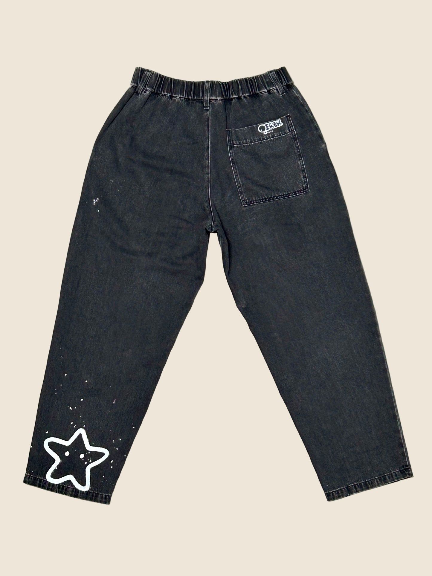 COSMIC ALLEY | Loose Black Jeans with Star Doodles