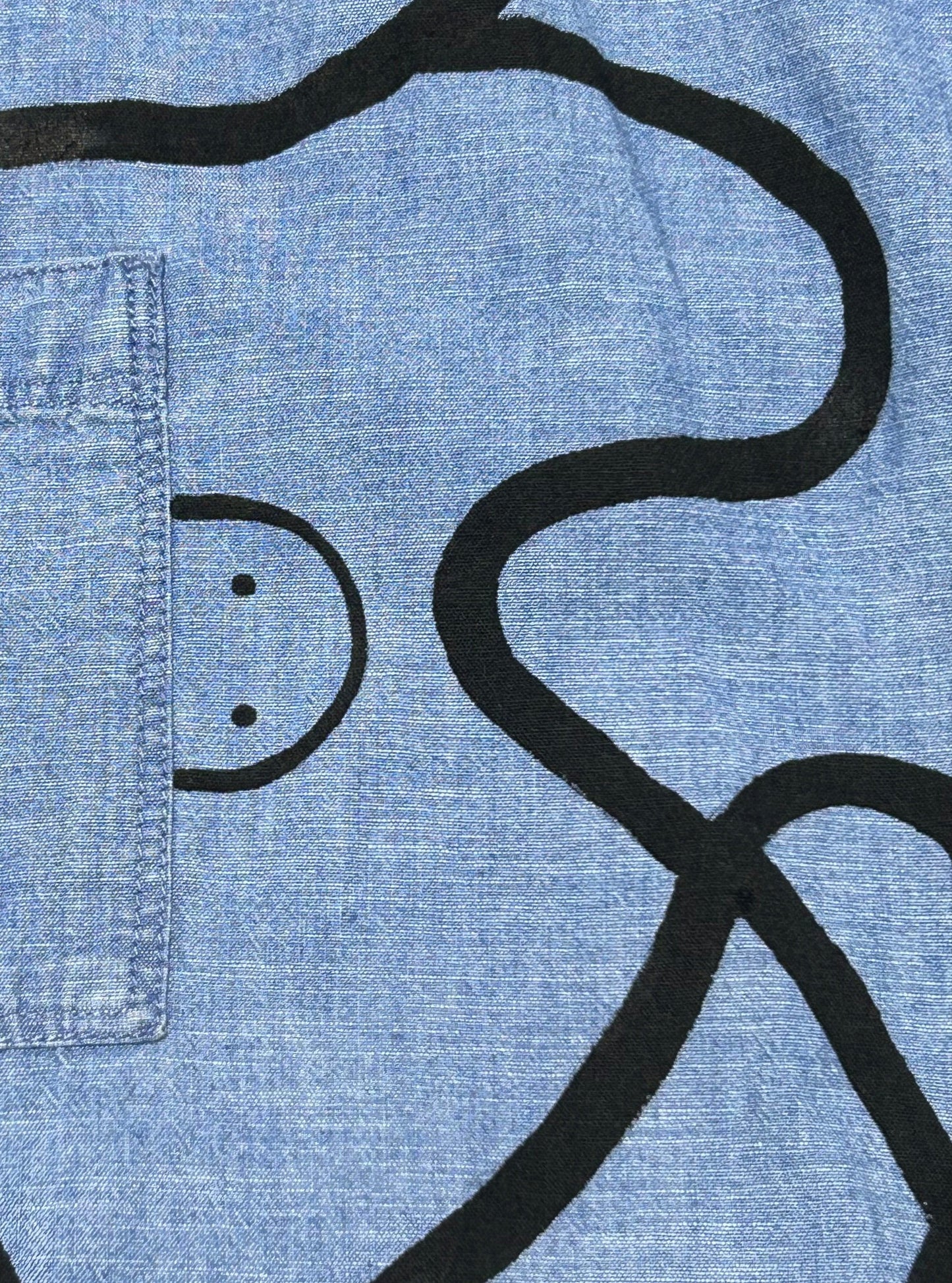 FACE FLOW | Hand-Drawn Doodle Denim Shirt