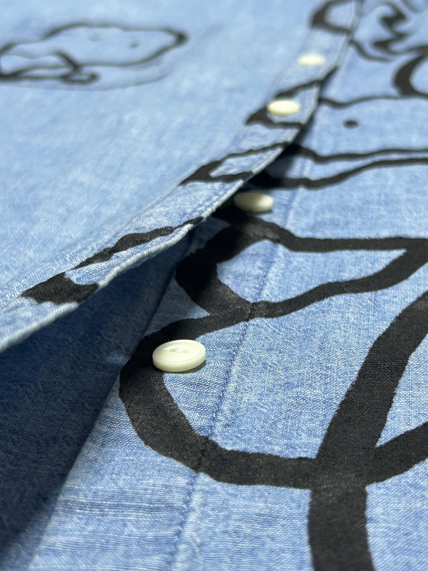 FACE FLOW | Hand-Drawn Doodle Denim Shirt