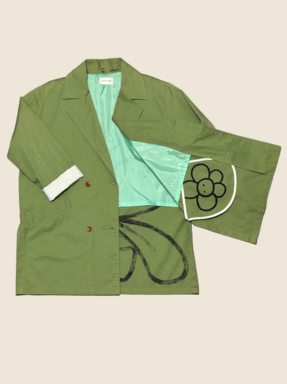 REBEL BLOOM | Green Suit Jacket with Bloom Doodle Back