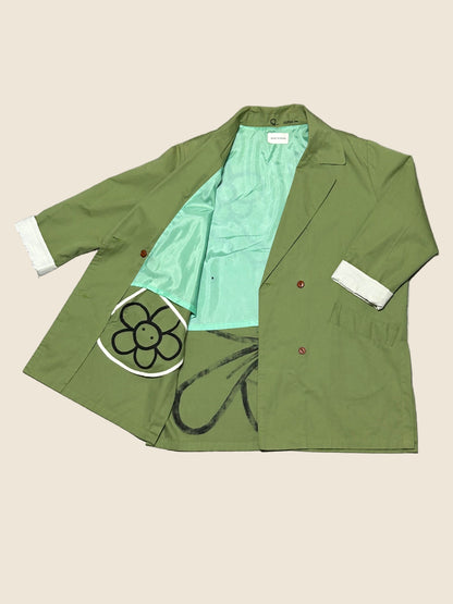 REBEL BLOOM | Green Suit Jacket with Bloom Doodle Back
