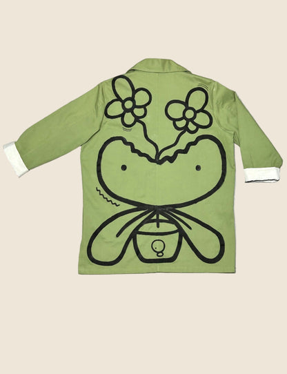REBEL BLOOM | Green Suit Jacket with Bloom Doodle Back
