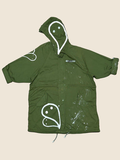 SILENT MARCH | Upcycled Army Parka with Hand-Doodle Detail