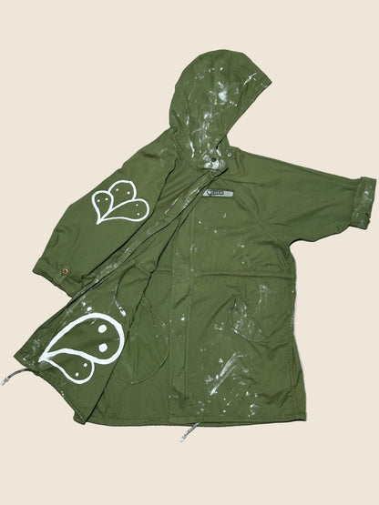SILENT MARCH | Upcycled Army Parka with Hand-Doodle Detail