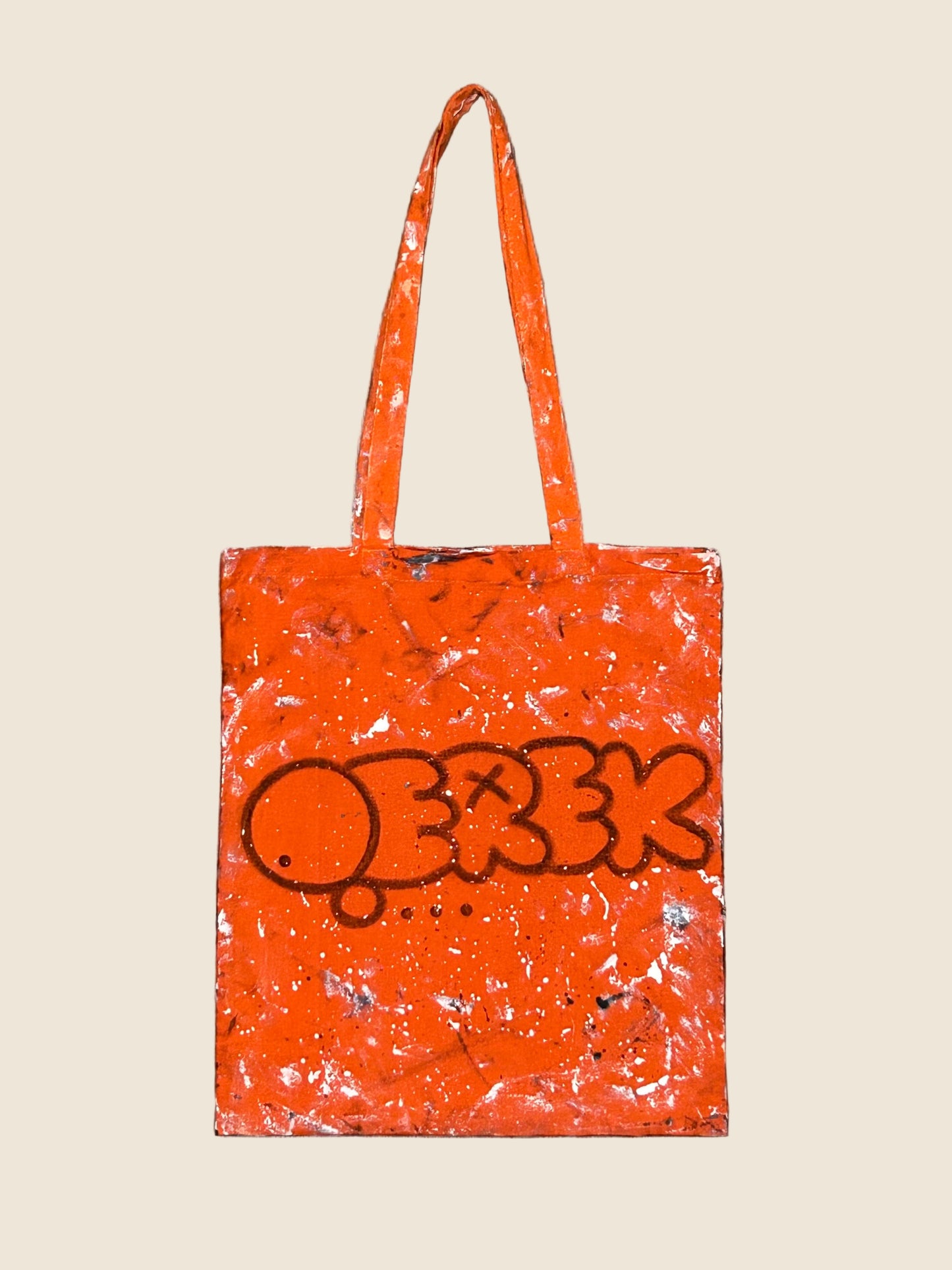 OOO CARRY |  Orange Canvas Tote with Bold Doodle Splash
