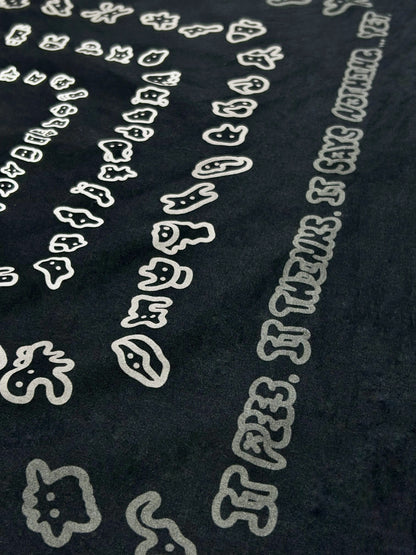 IT SAYS NOTHING | Black Bandana with Doodle Print